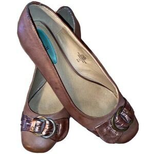Fitzwell Phalon Ballet Flats Metallic Copper Buckle Slip On Shoes Women's 8.5 W